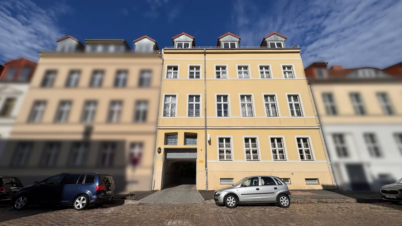 Außenansicht der Apartmentpension am Stadtschloss am Alten Markt